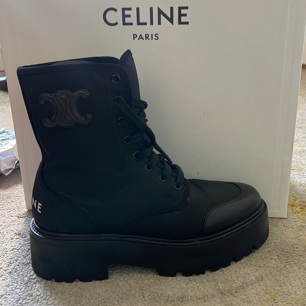 Celine bulky laced up Boot size 39 in black